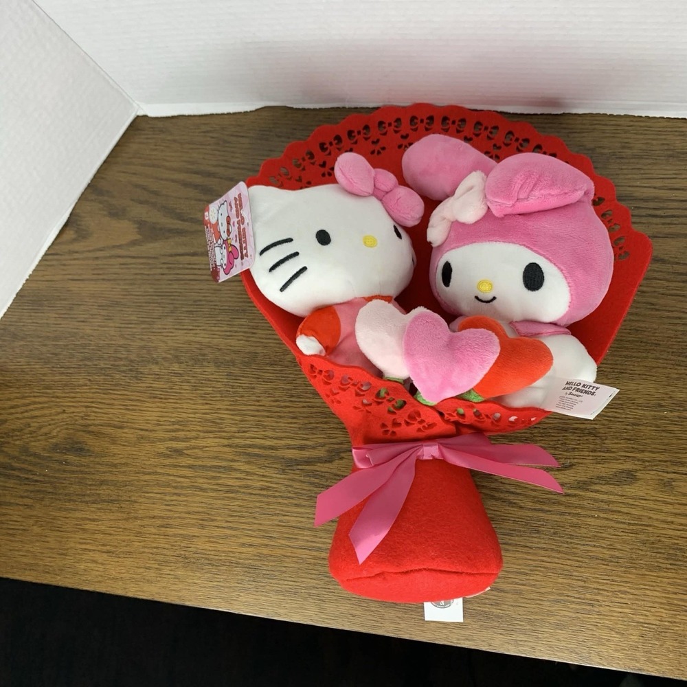 HELLO KITTY & MY MELODY 13" Plush Valentine's Day Bouquet